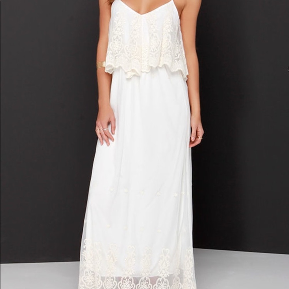Stand in Awe Cream and Ivory Lace Maxi Dress - Picture 3 of 14